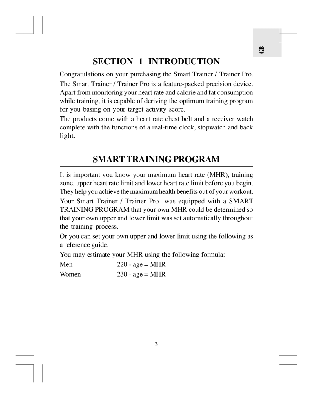 Oregon Scientific HR318 user manual Introduction, Smart Training Program 