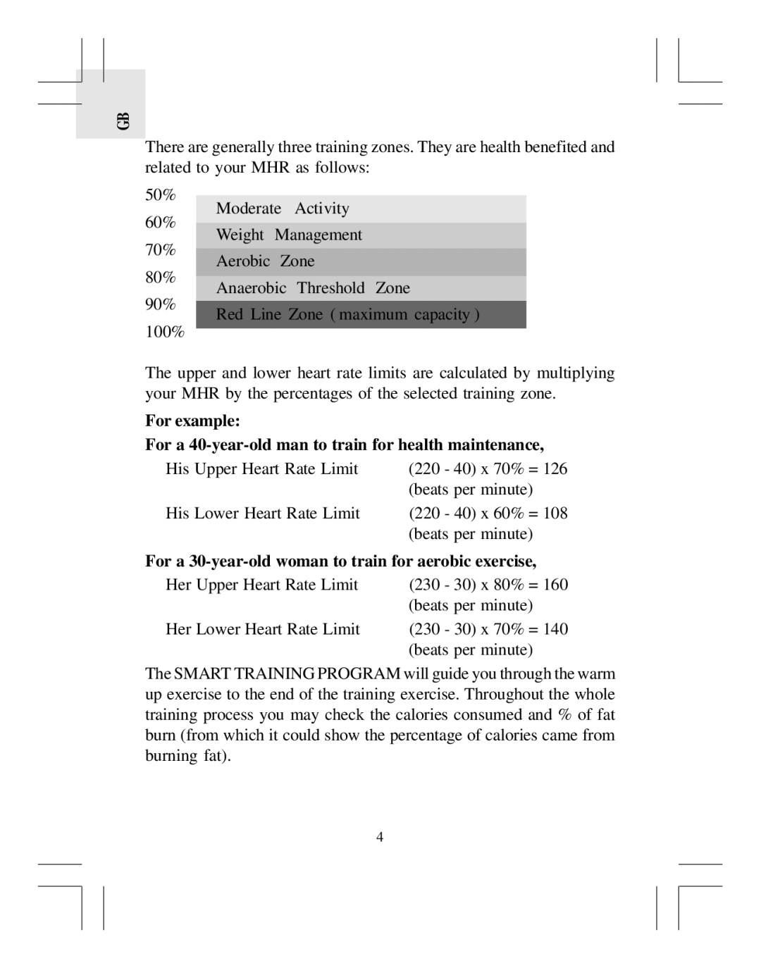 Oregon Scientific HR318 user manual For a 30-year-old woman to train for aerobic exercise 