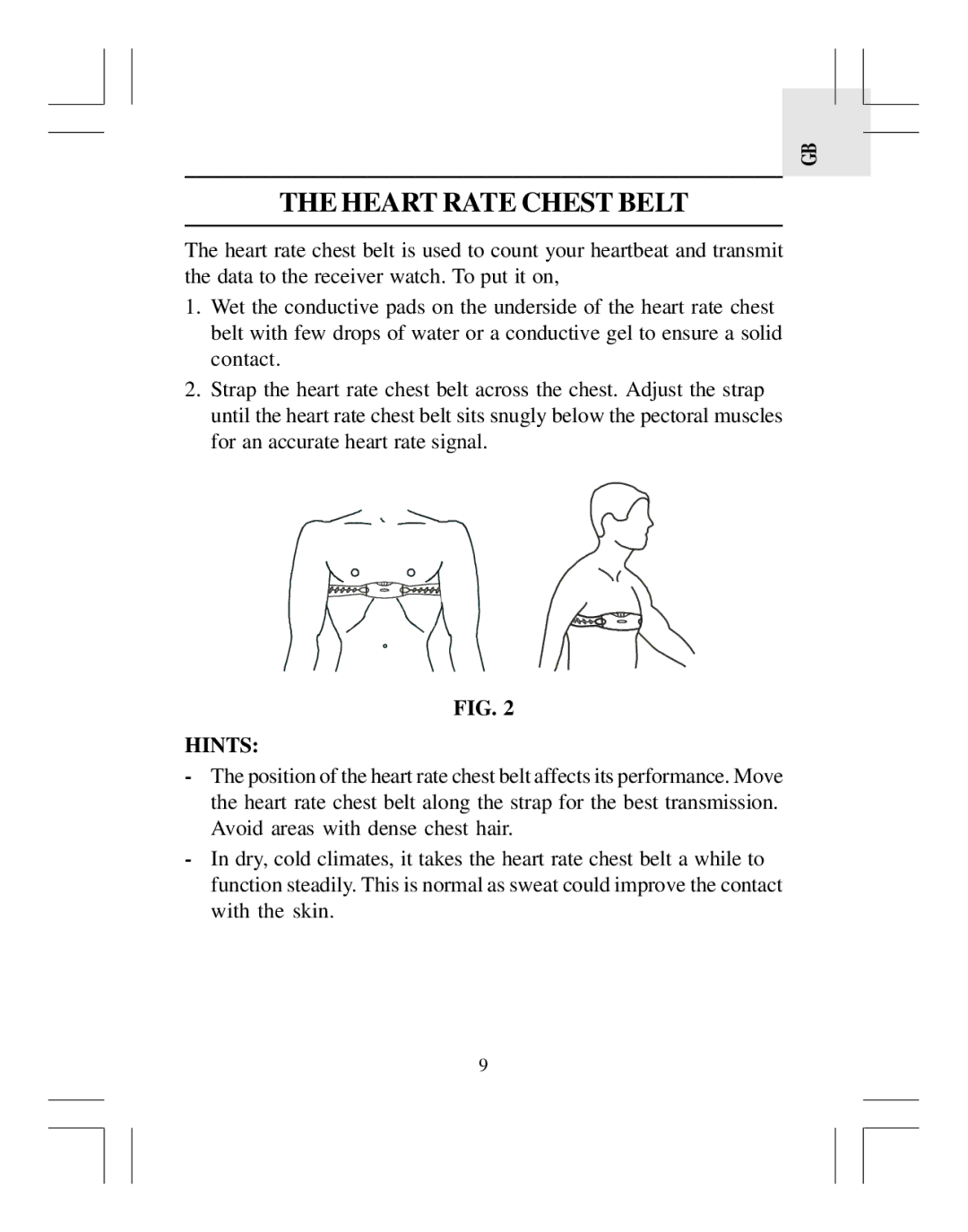 Oregon Scientific HR318 user manual Heart Rate Chest Belt, Hints 