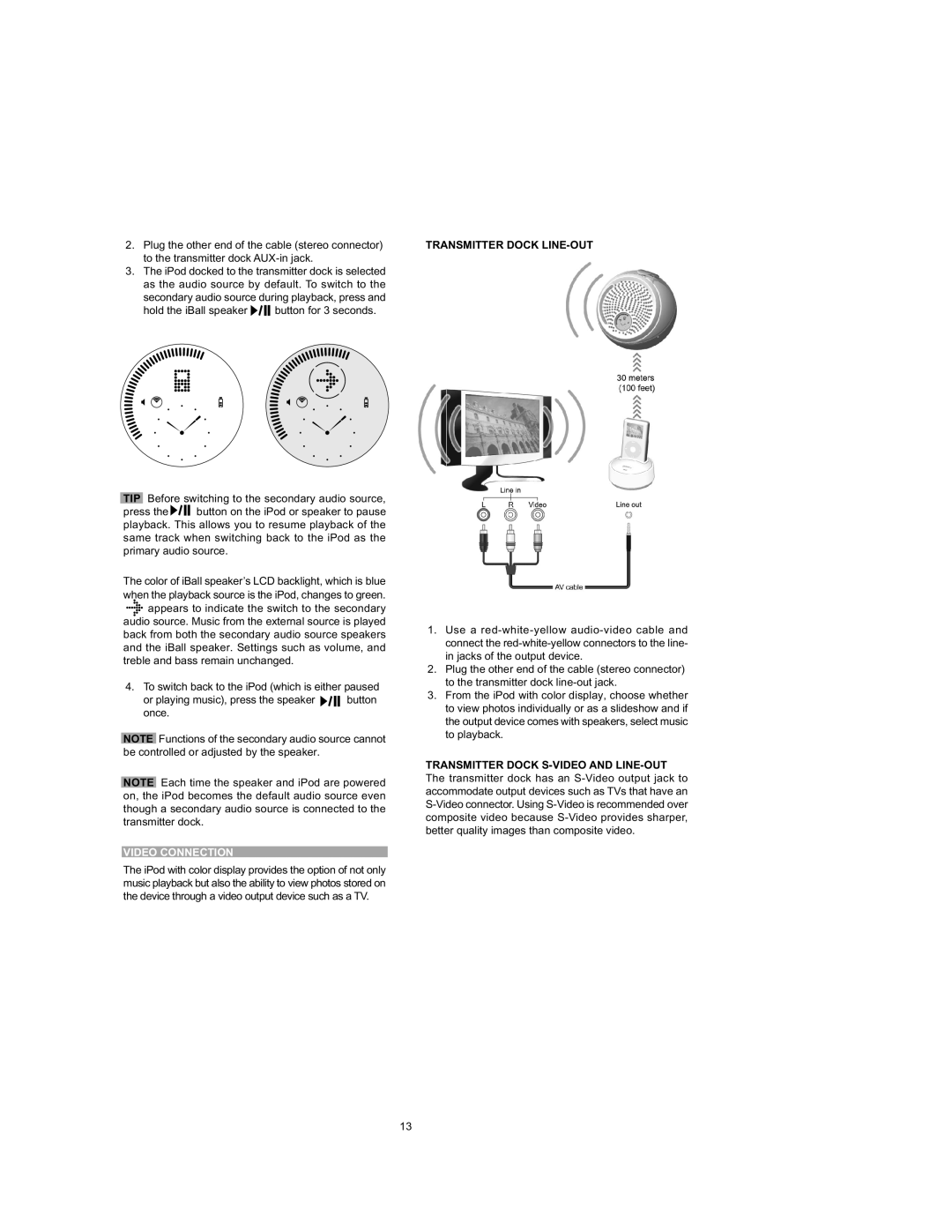 Oregon Scientific IB368 important safety instructions Video Connection 