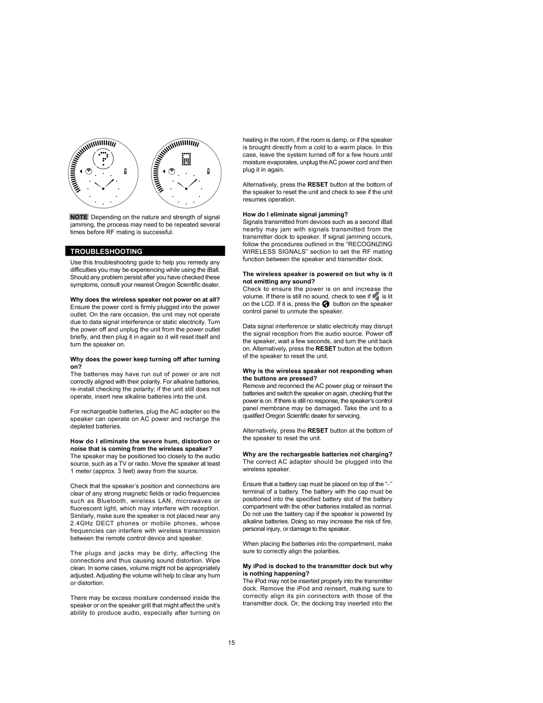 Oregon Scientific IB368 important safety instructions Troubleshooting, How do I eliminate signal jamming? 