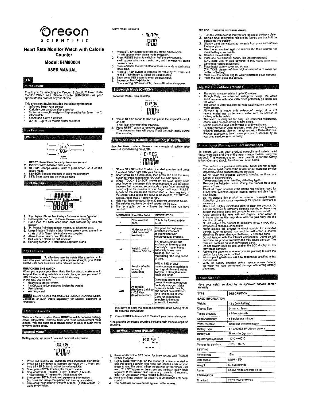 Oregon Scientific IHM80004 manual 