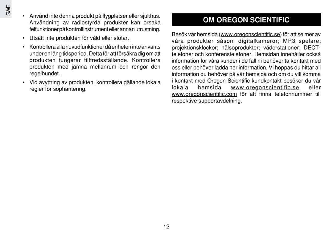 Oregon Scientific JM889N user manual OM Oregon Scientific 