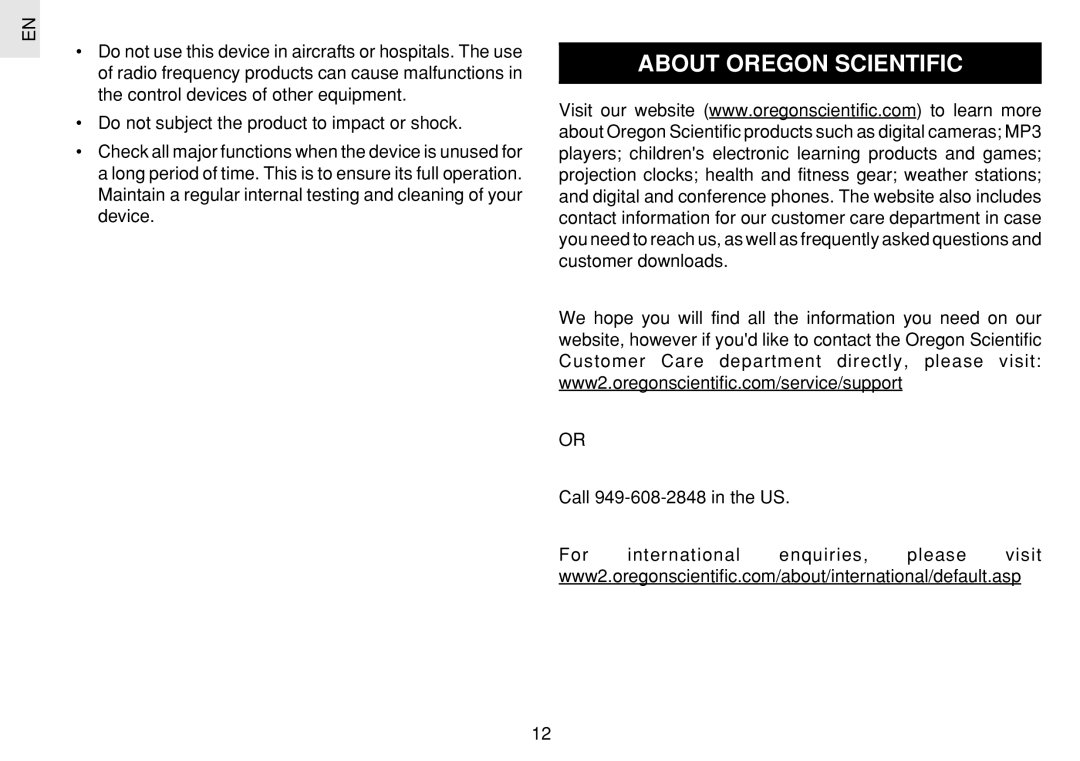 Oregon Scientific JM889N user manual About Oregon Scientific, Call 949-608-2848 in the US 