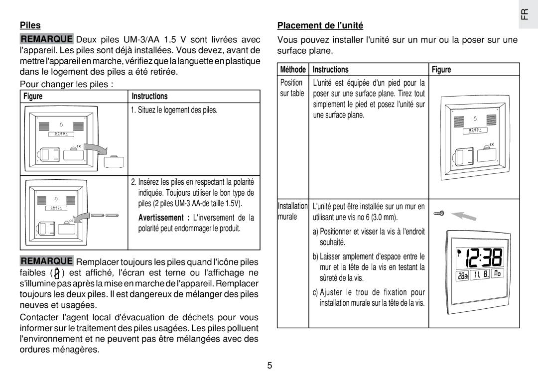 Oregon Scientific JM889N user manual Piles 