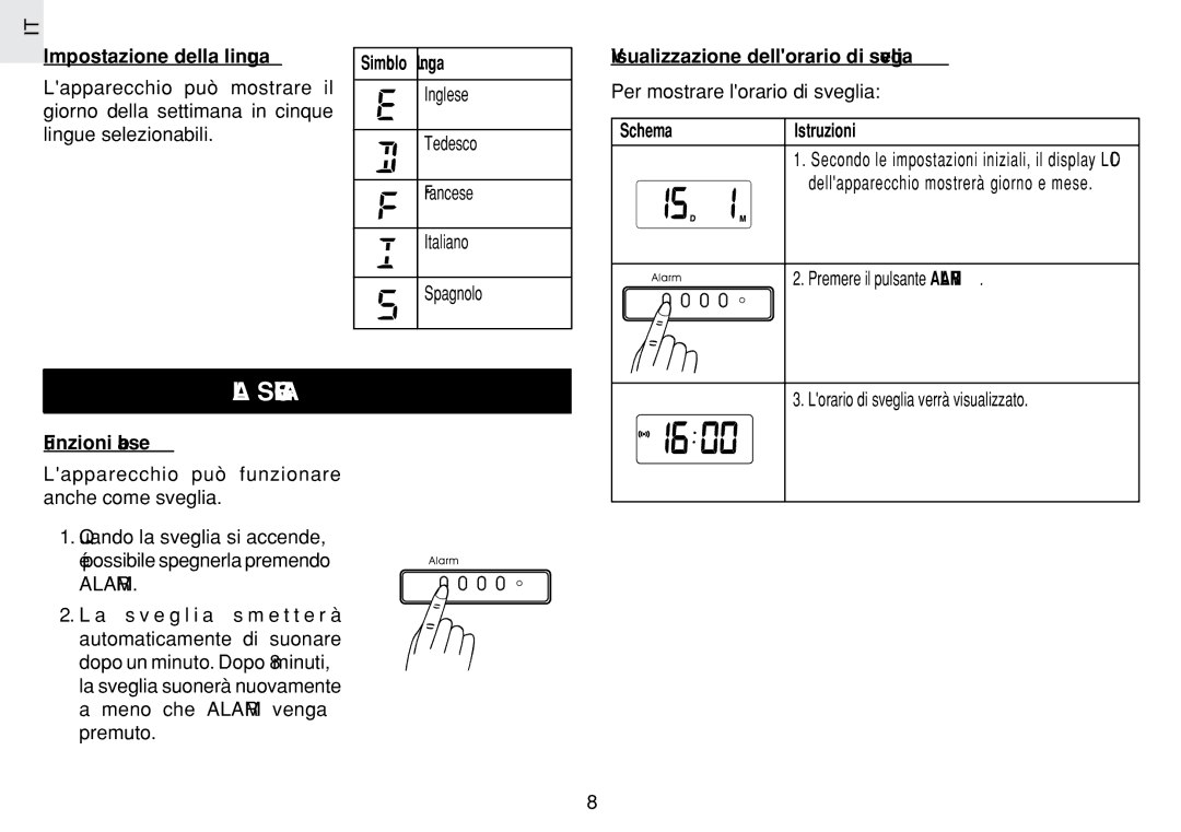 Oregon Scientific JM889N user manual LA Sveglia 