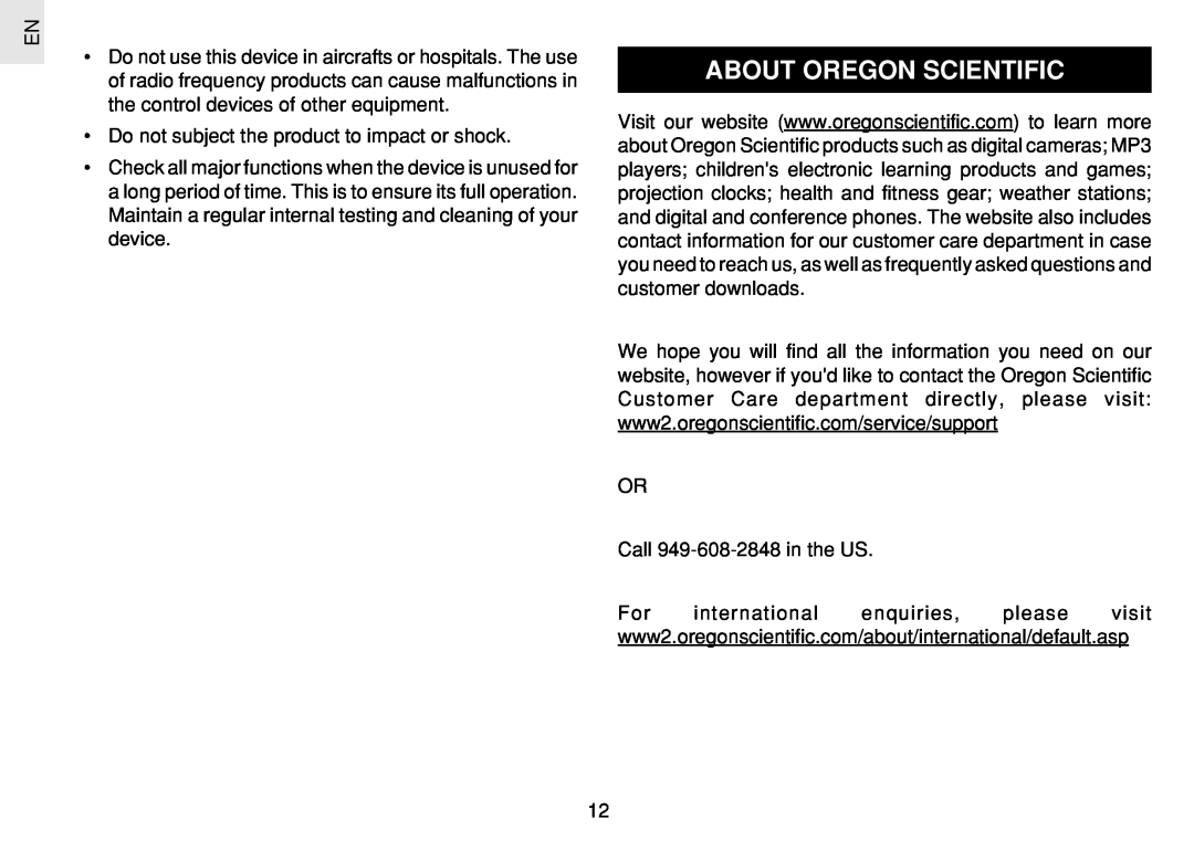Oregon Scientific JM889N user manual About Oregon Scientific 
