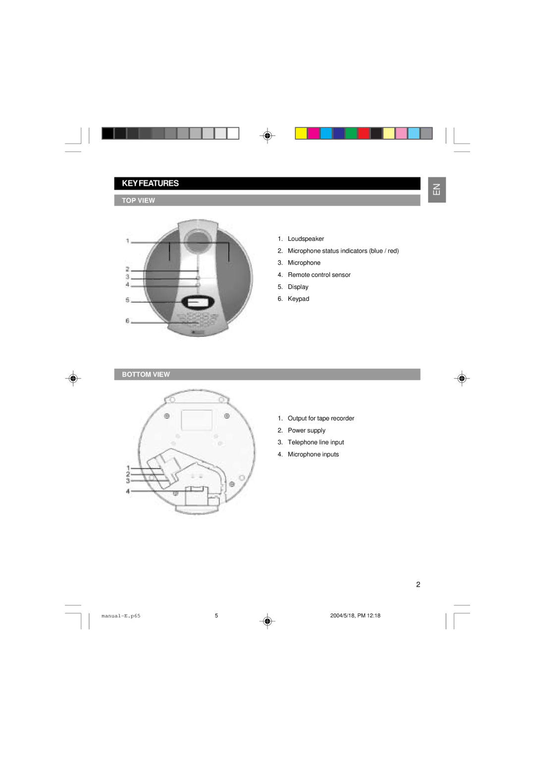 Oregon Scientific OS200 user manual Keyfeatures, TOP View, Bottom View 