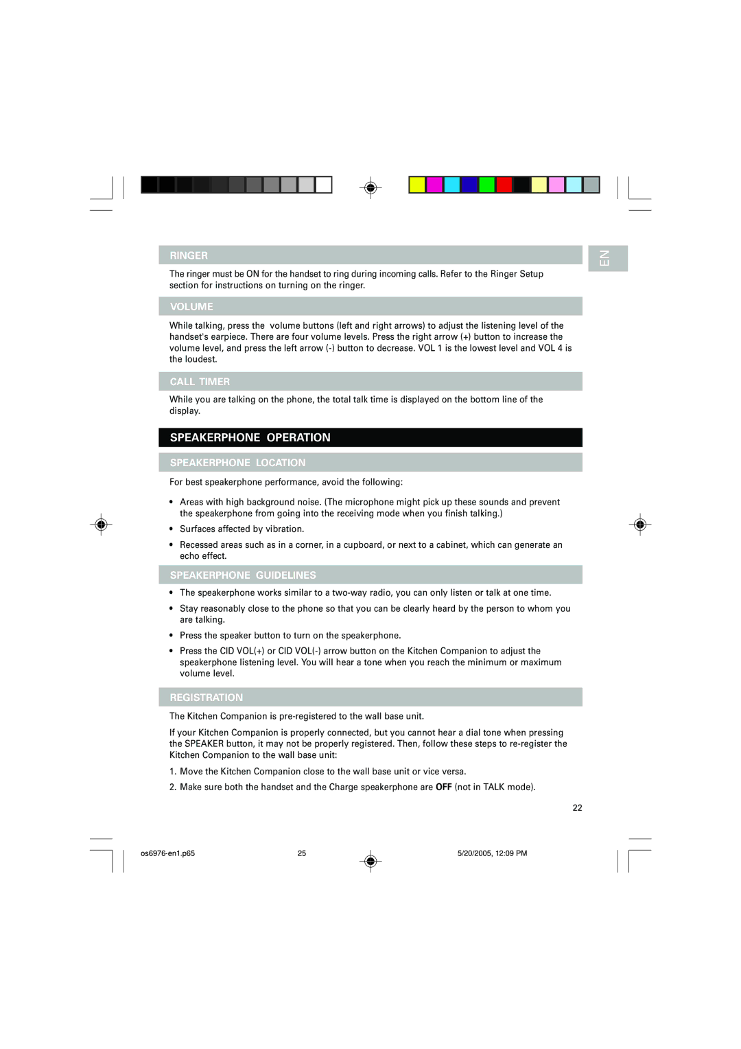 Oregon Scientific OS6976 user manual Speakerphone Operation 