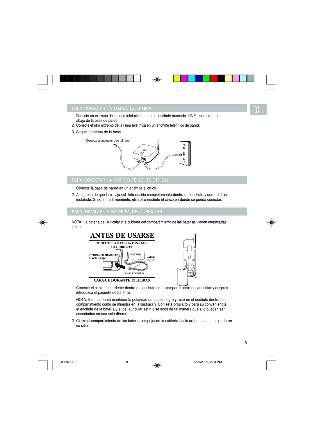 Oregon Scientific OS6976 user manual Para Conectar LA Línea Telefónica, Para Conectar LA Corriente AC Eléctrica 