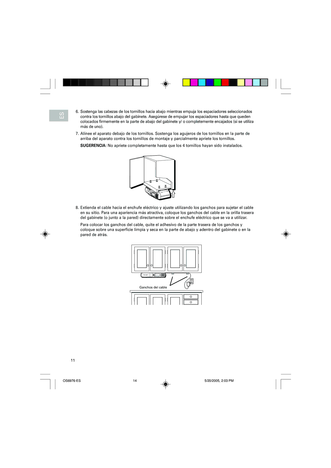 Oregon Scientific user manual Ganchos del cable OS6976-ES 20/2005, 203 PM 