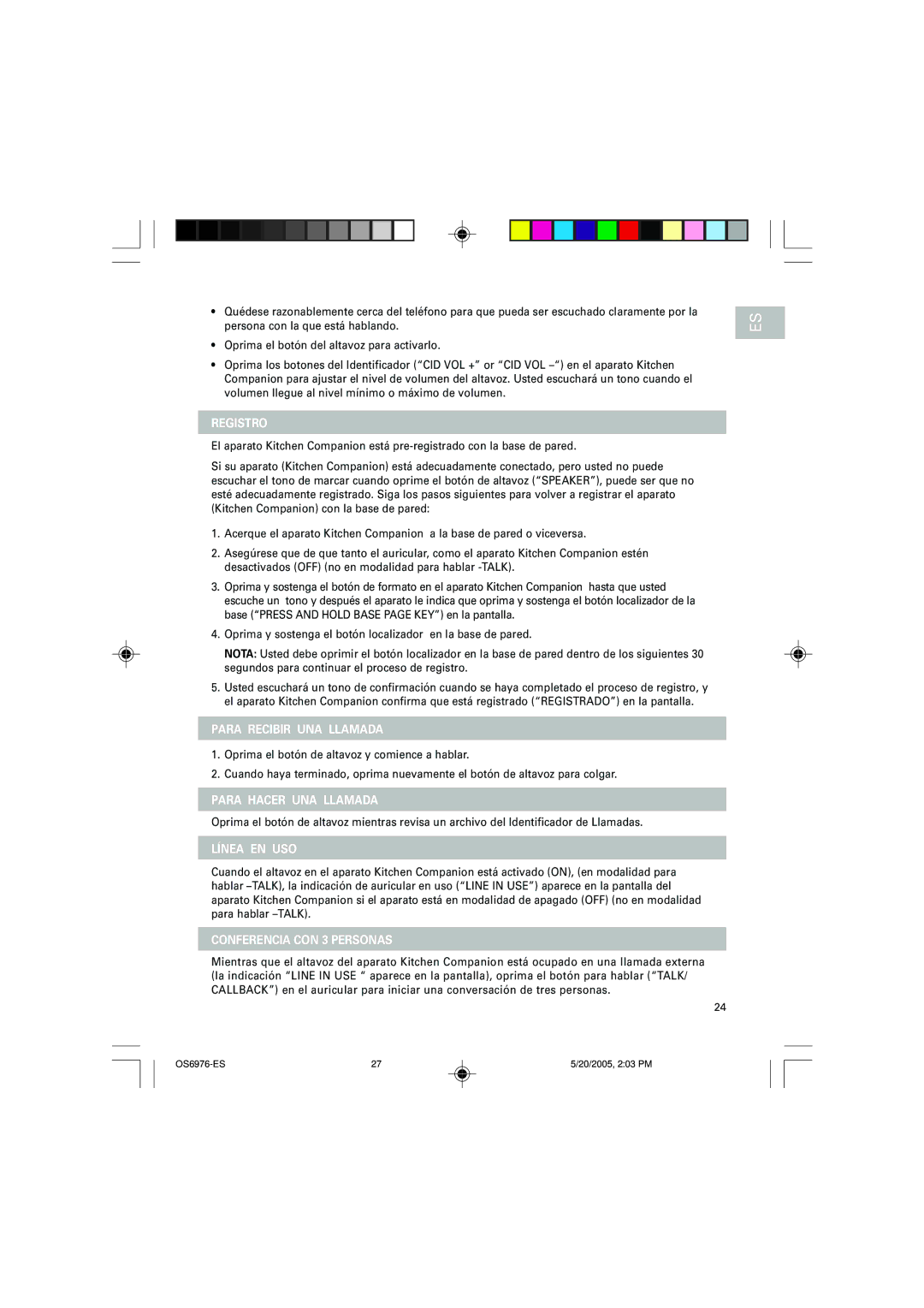 Oregon Scientific OS6976 user manual Registro 