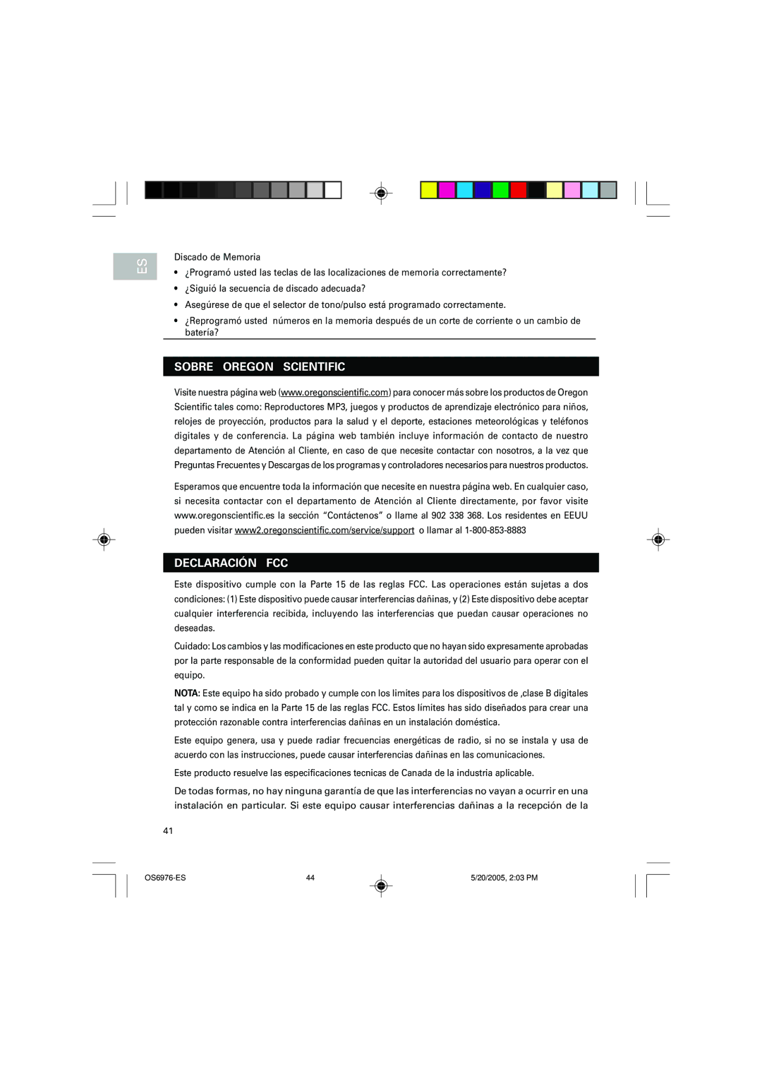 Oregon Scientific OS6976 user manual Sobre Oregon Scientific Declaración FCC 