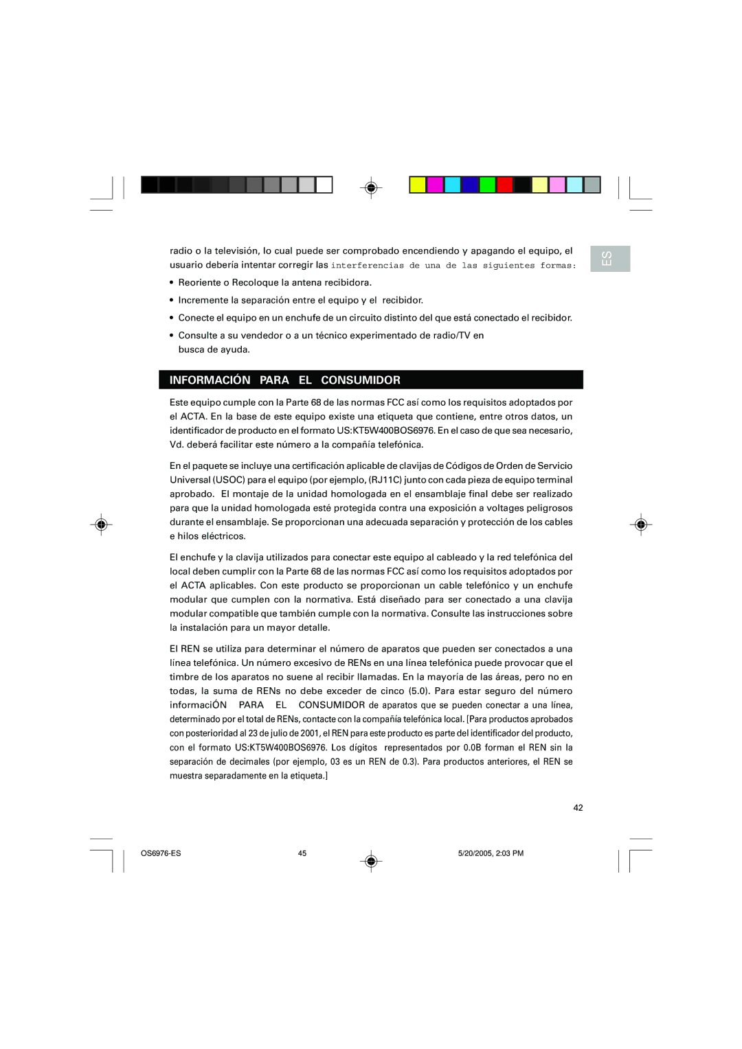 Oregon Scientific OS6976 user manual Información Para EL Consumidor 