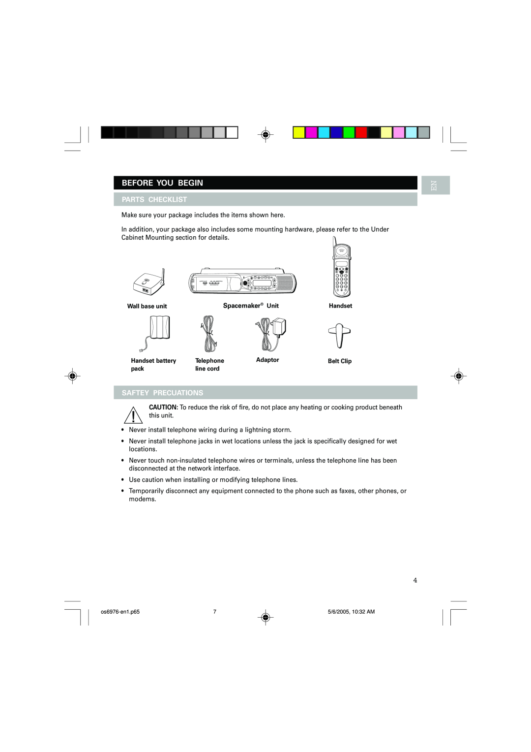 Oregon Scientific OS6976 user manual Before You Begin, Parts Checklist, Saftey Precuations 