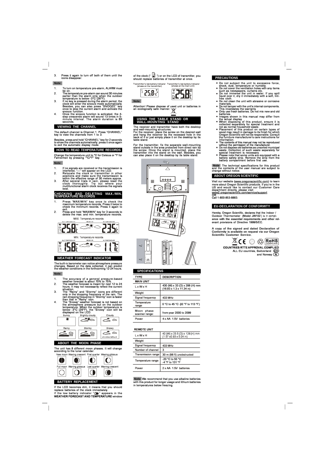 Oregon Scientific PD09535M, C8266B user manual Viewing The Channel 