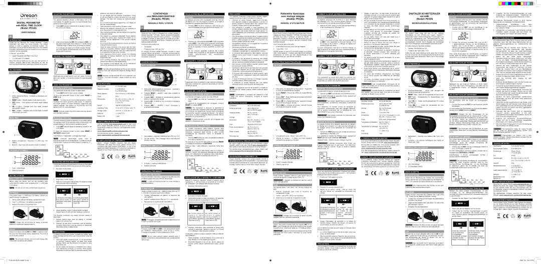 Oregon Scientific PE320 user manual Introduction, KEY Features Front View, Back View, LCD Display Symbols, Batteries, Uhr 