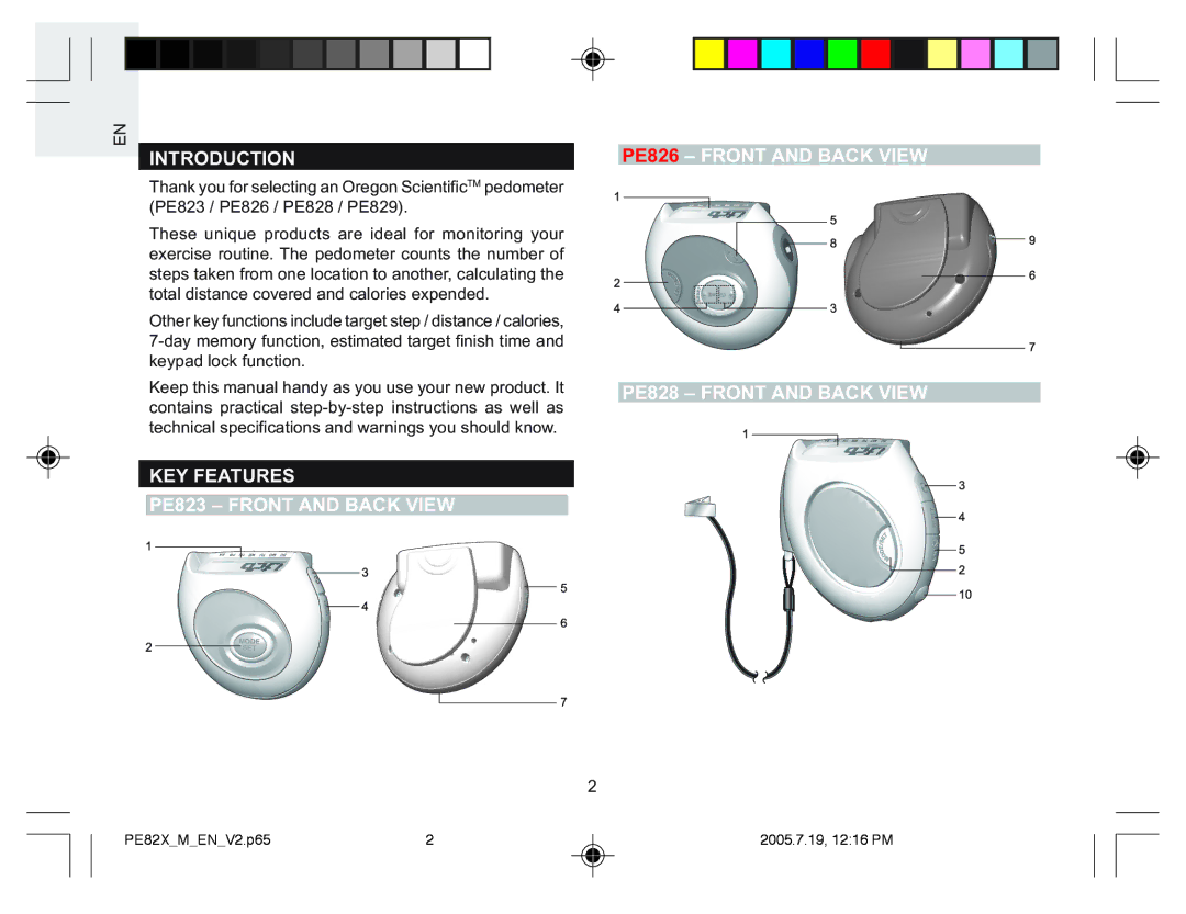 Oregon Scientific PE823, PE826, PE829, PE828 user manual Introduction 