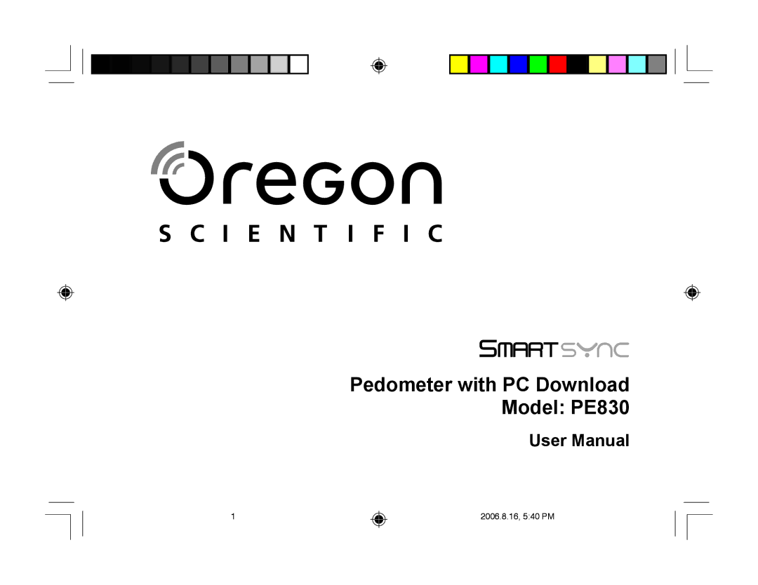 Oregon Scientific user manual Pedometer with PC Download Model PE830 