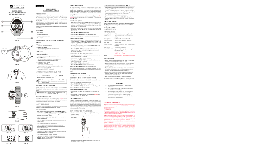 Oregon Scientific PM138 specifications Introduction, Features, Description and Function of Parts FIG. a, About the Clock 