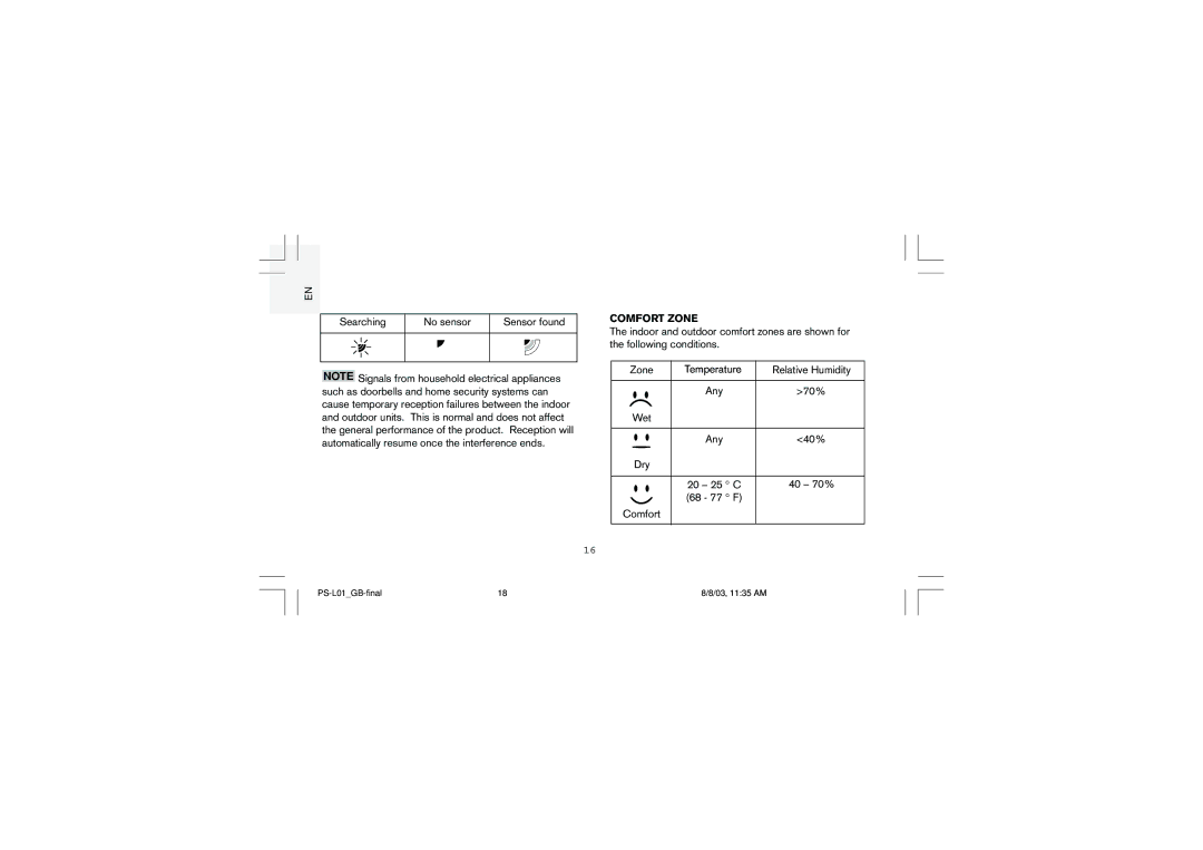 Oregon Scientific PS-L01U, Full Weather Station with Radio Controlled Clock user manual Comfort Zone 