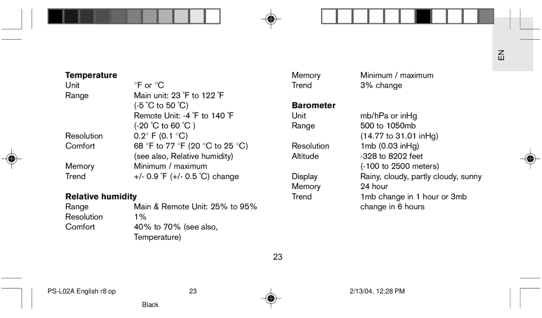 Oregon Scientific PS L02A user manual Temperature 