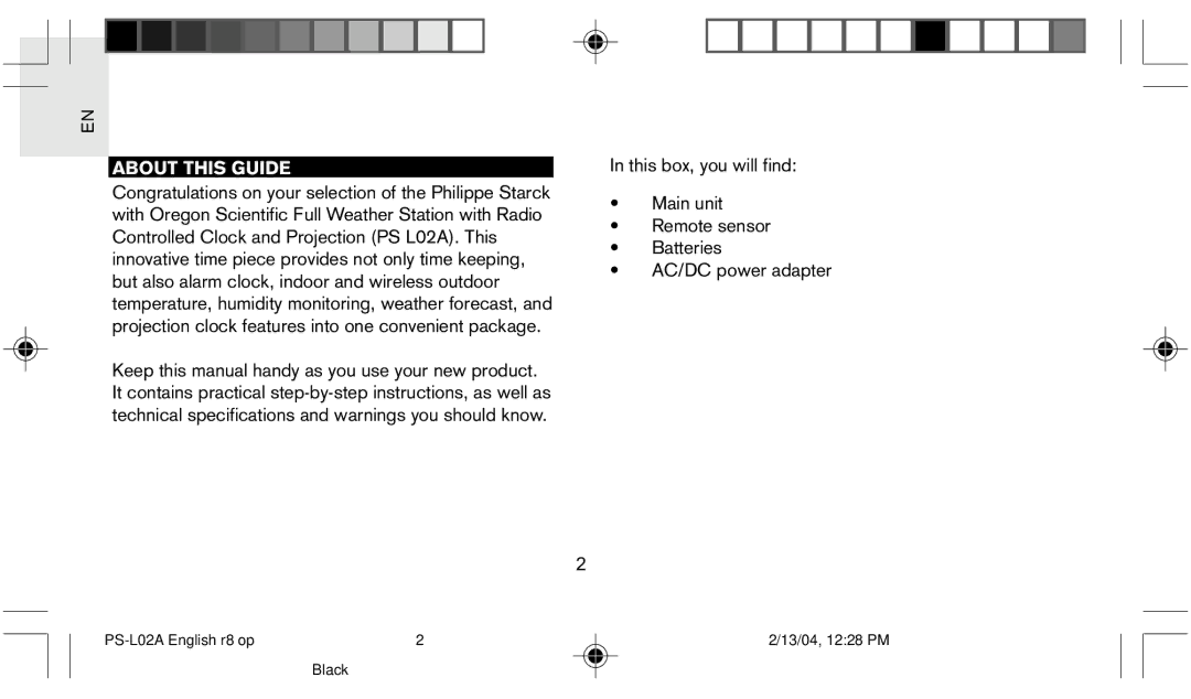 Oregon Scientific PS L02A user manual About this Guide 