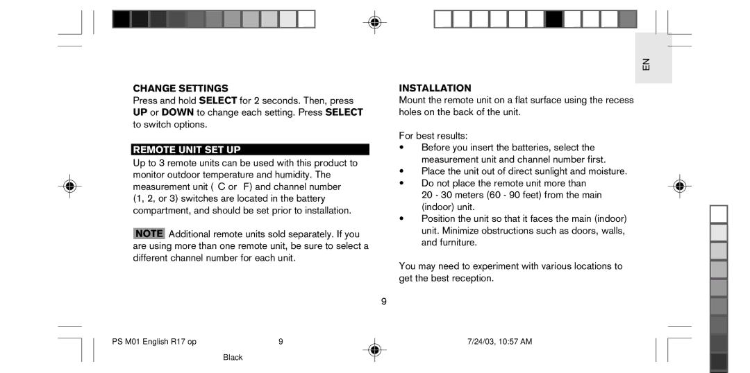 Oregon Scientific PS-M01U user manual Change Settings, Remote Unit SET UP, Installation 