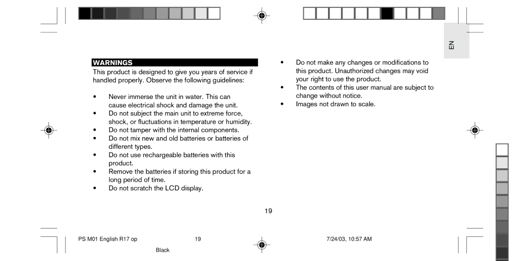 Oregon Scientific PS-M01U user manual Images not drawn to scale 