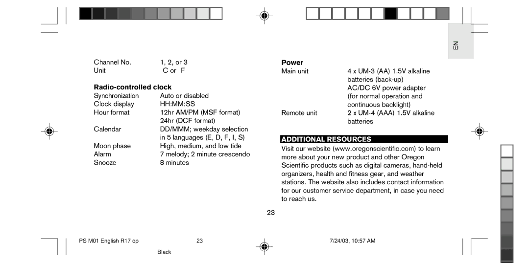 Oregon Scientific PS-M01U user manual Radio-controlled clock, Additional Resources 