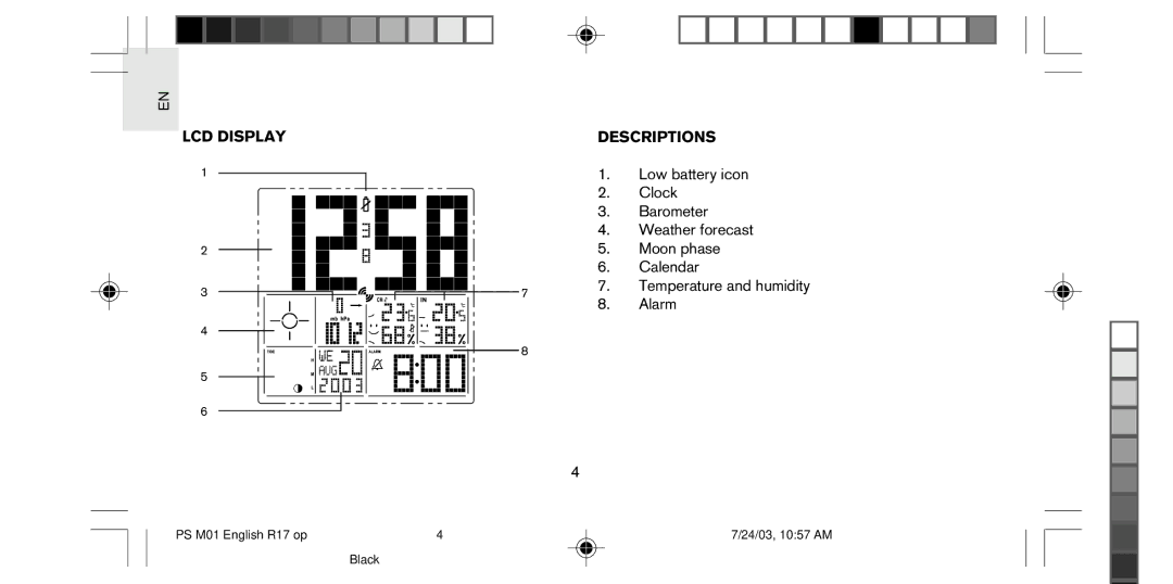 Oregon Scientific PS-M01U user manual LCD Display 