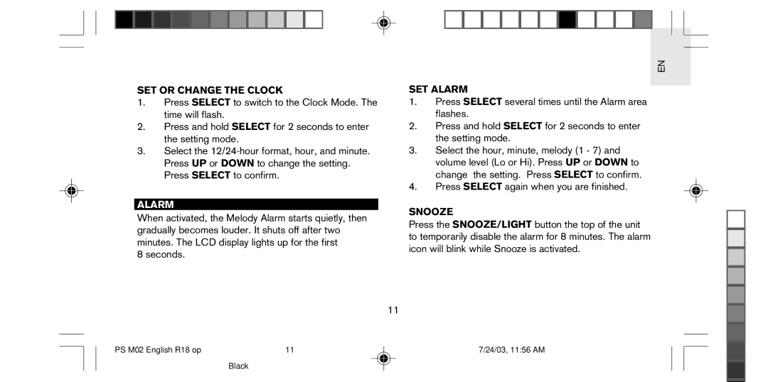 Oregon Scientific PS-M02U user manual SET or Change the Clock, SET Alarm, Snooze 