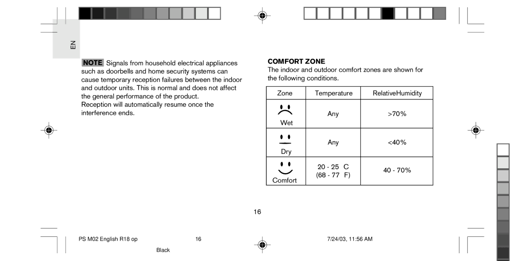 Oregon Scientific PS-M02U user manual Comfort Zone 