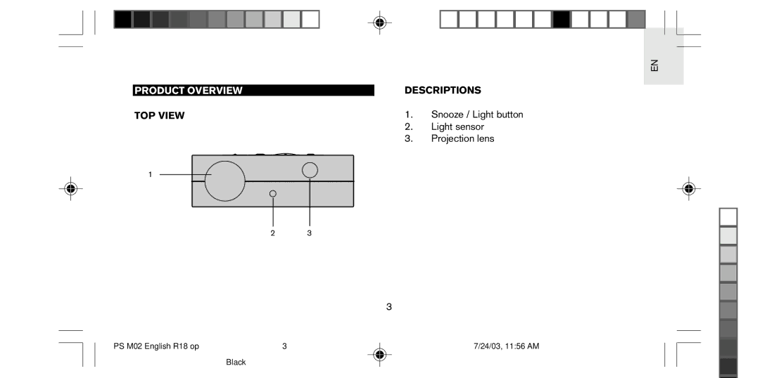 Oregon Scientific PS-M02U user manual Product Overview, TOP View, Descriptions 