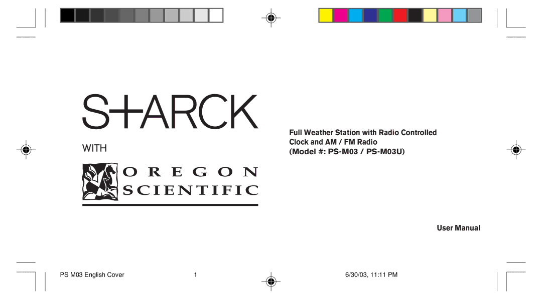 Oregon Scientific PS-M03U user manual PS M03 English Cover 30/03, 1111 PM 