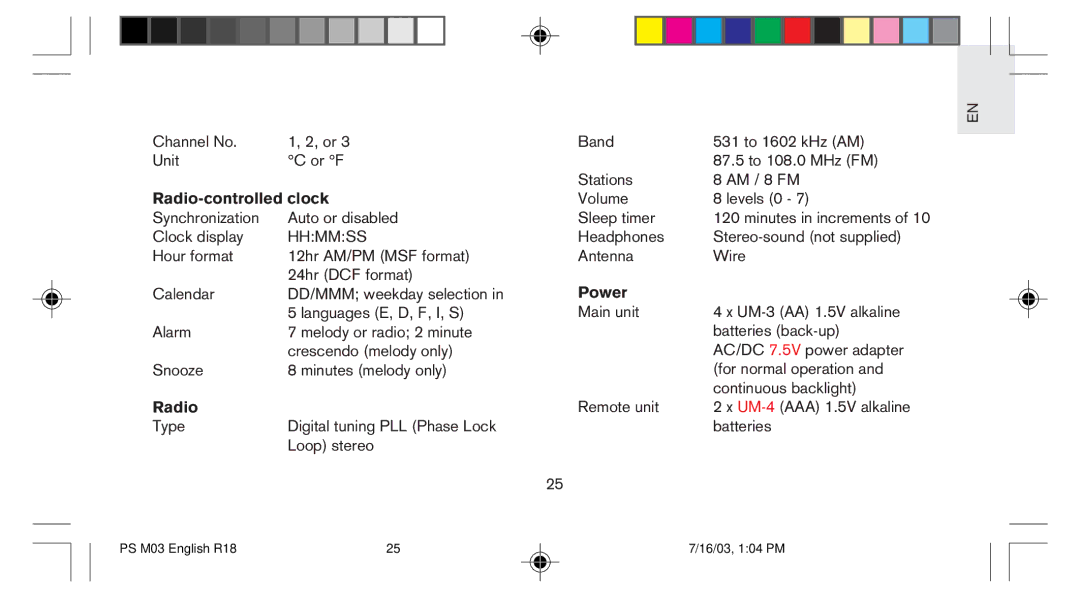 Oregon Scientific PS-M03U user manual Radio-controlled clock 