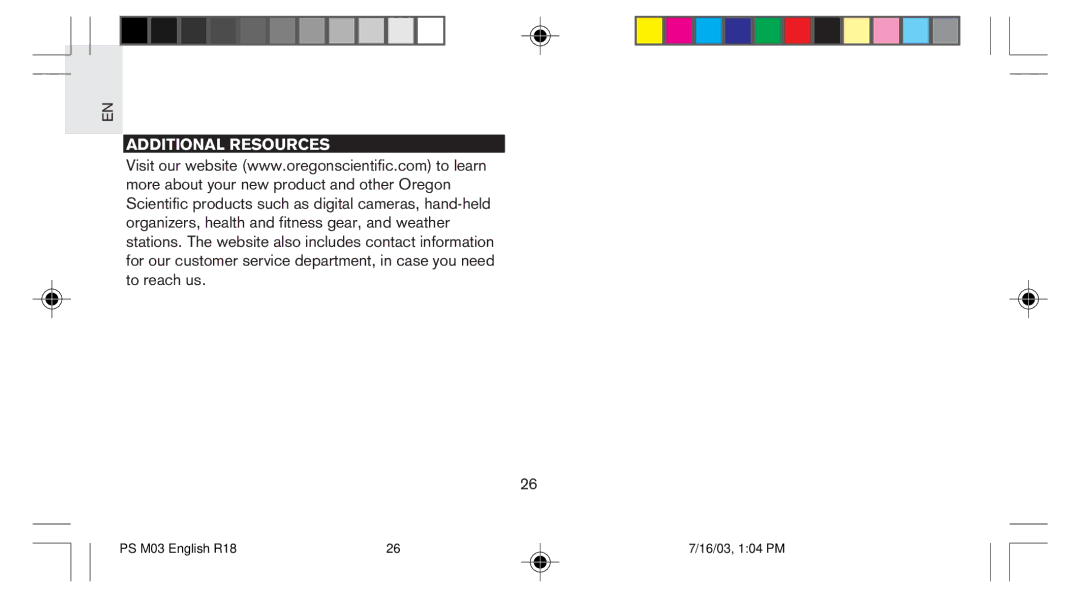 Oregon Scientific PS-M03U user manual Additional Resources 