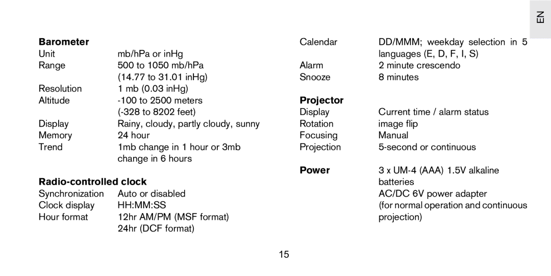 Oregon Scientific PS-S02/PS-S02U user manual Power 