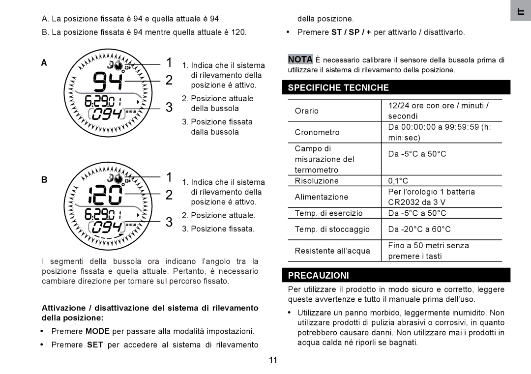 Oregon Scientific RA126 user manual Specifiche Tecniche, Precauzioni 