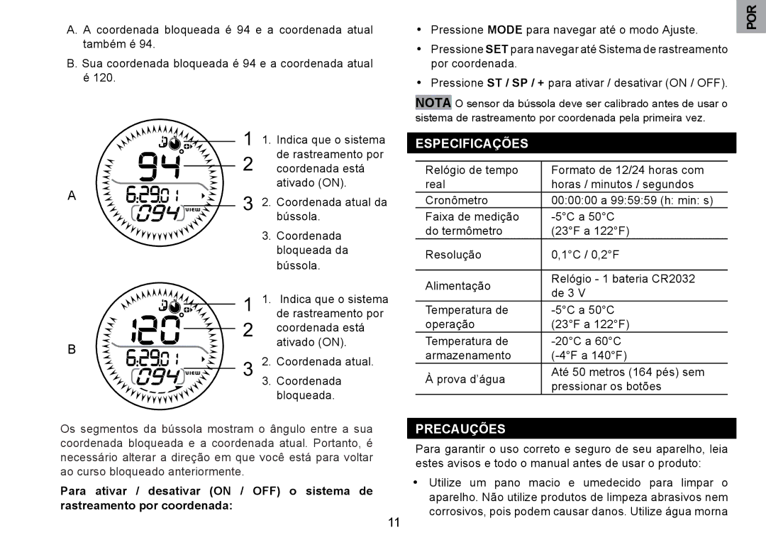 Oregon Scientific RA126 user manual Especificações, Precauções 