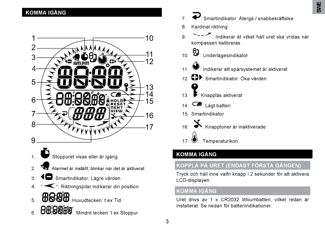 Oregon Scientific RA126 user manual Komma Igång Koppla PÅ Uret Endast Första Gången 