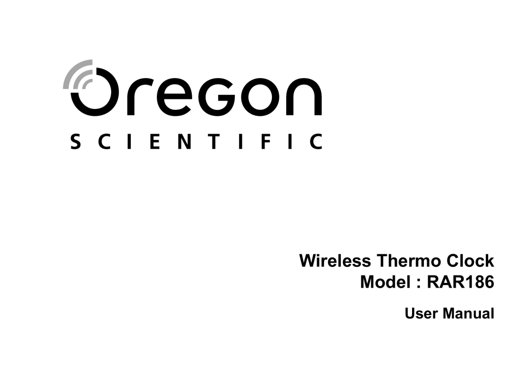 Oregon Scientific specifications Wireless Thermo Clock Model RAR186 