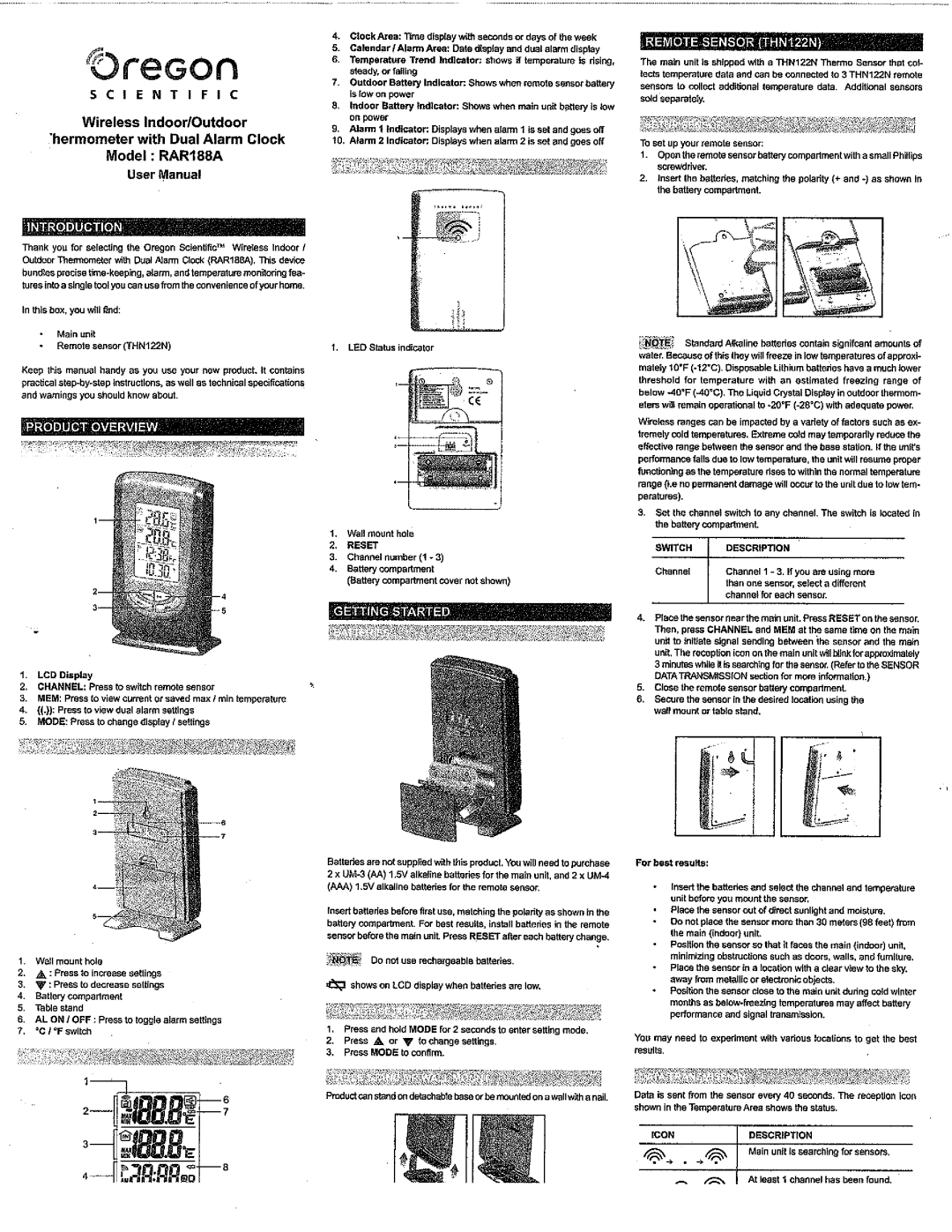 Oregon Scientific RAR188A manual 