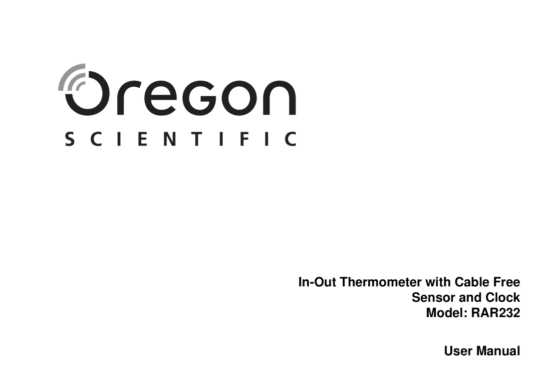 Oregon Scientific RAR232 user manual 