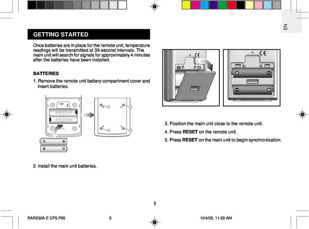 Oregon Scientific RAR232 user manual Getting Started 