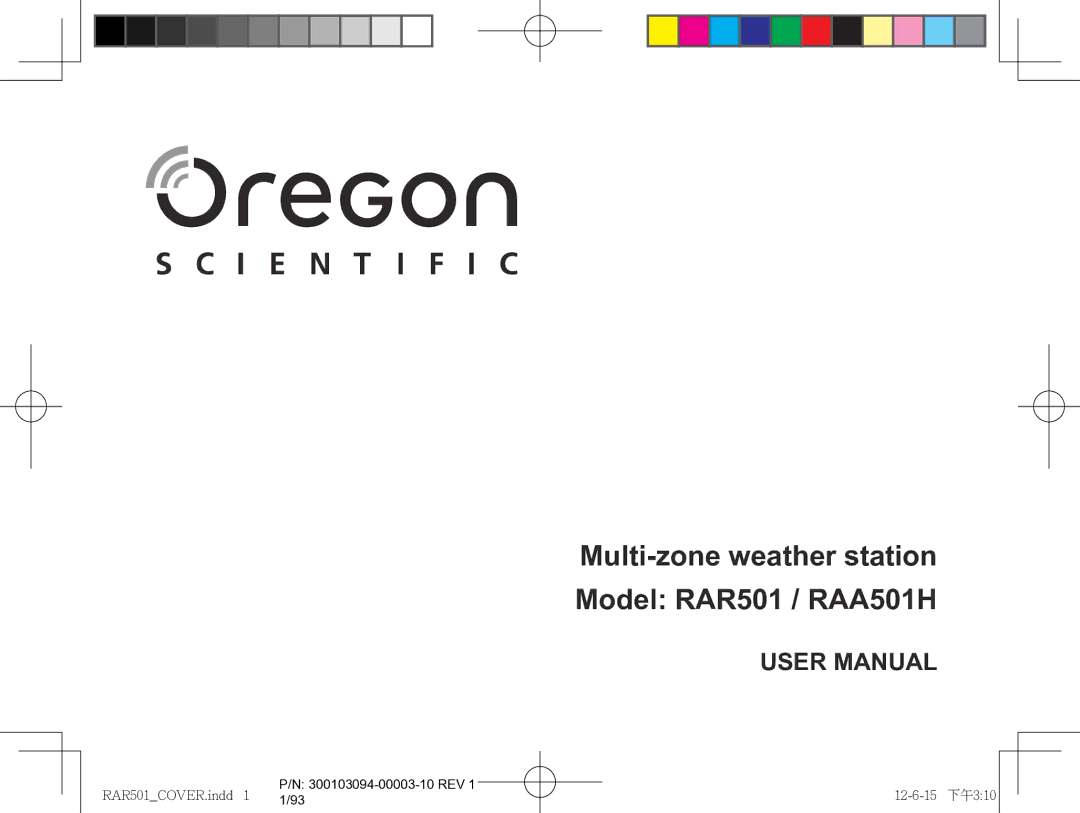 Oregon Scientific user manual Multi-zone weather station Model RAR501 / RAA501H 