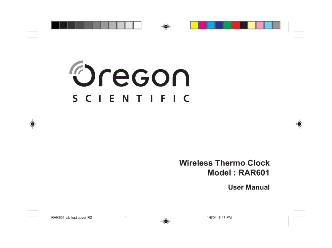 Oregon Scientific user manual Wireless Thermo Clock Model RAR601 