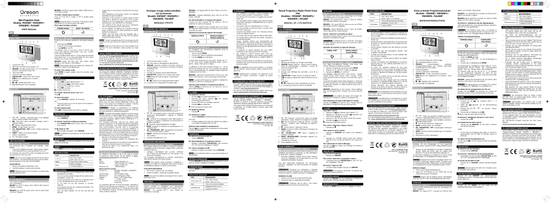 Oregon Scientific RA368P user manual Overview Front View, Rear View, Getting Started Main Unit Installation, Alarm, Reset 