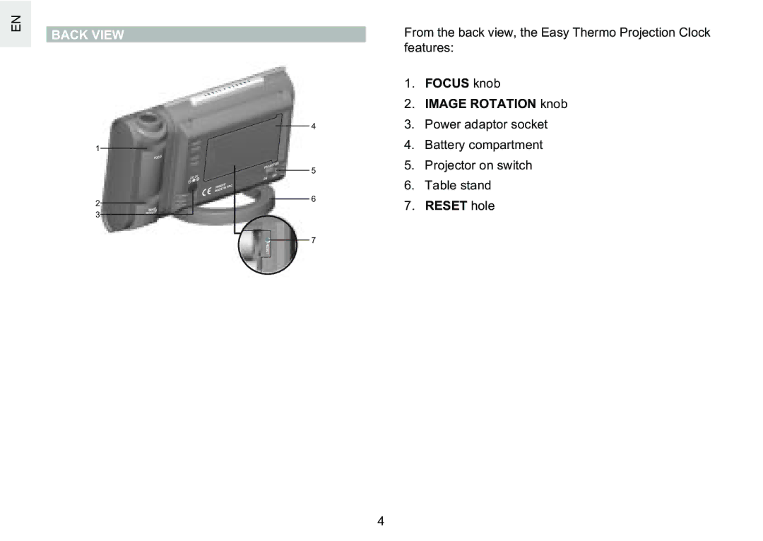 Oregon Scientific RM622PU user manual Back View 