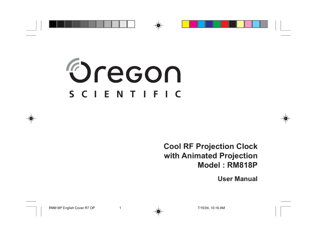 Oregon Scientific user manual RM818P English Cover R7 OP 15/04, 1016 AM 